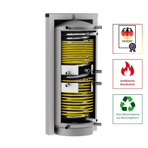 Solarbayer Hygiene-Schichtladespeicher HSK-SLS-800, Edelstahlwellrohr